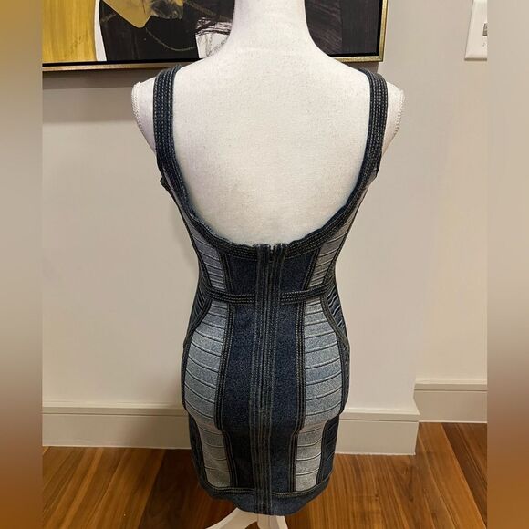 Authentic Herve Leger denim bandage dress size small ￼ - Picture 6 of 9